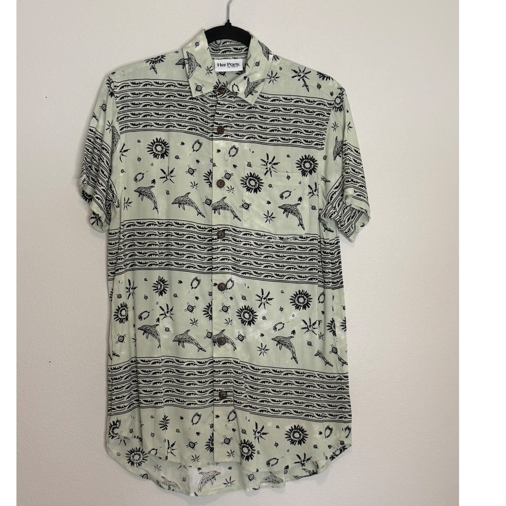 Her Pony The Label Men's Dolphin Celestial Print Matching Set Sage Green Small